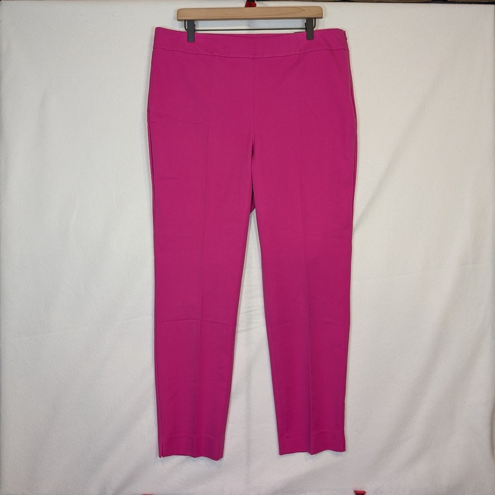 Talbots Chatham Ankle Pants Pink Slim Leg Side Zip Trousers 16 NEW